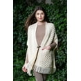 thumbnail image 6 of SAOL 100% Merino Wool Shawl/Poncho Sweater/Open Cardigan/Wool Cape with Pockets with Fringe Trim and Trinity Knot Button, 6 of 6