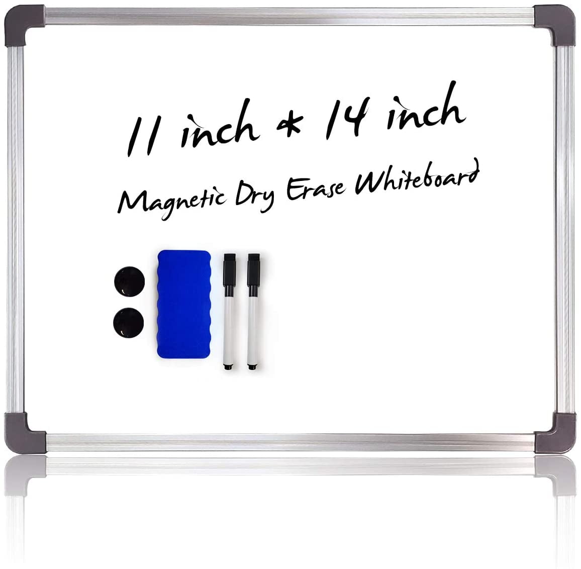 White Kaiman Personal Magnetic Dry Erase Whiteboard in Silver Frame (11'x14')