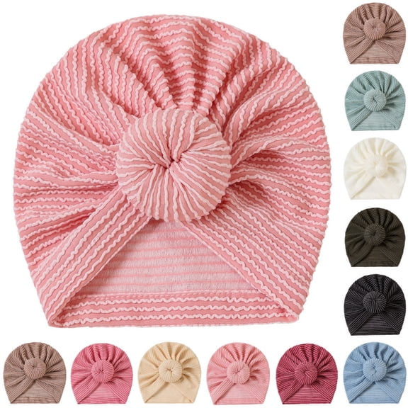 THDHVS Newborn Hats,Baby HatSolid Color Knitted Beanie with Ball Decor Striped Headband Soft Hair Accessory Hat for Baby Girls Mint Green Free Size