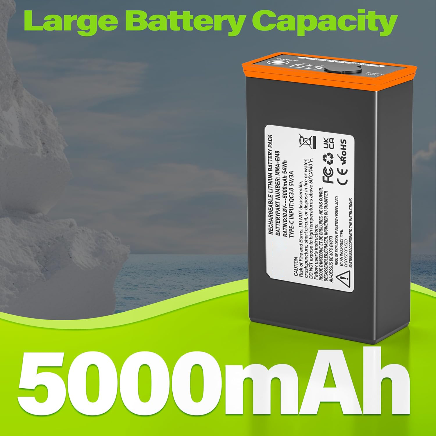 2 Pack Upgrade 5000mAh Battery for Moultrie Edge Cellular Trail Camera Battery Pack, Compatible with Moultrie Edge 2 / Edge 2 Pro / Edge / Edge Pro Trail Hunting Cameras, Include Cable + Wall Plug