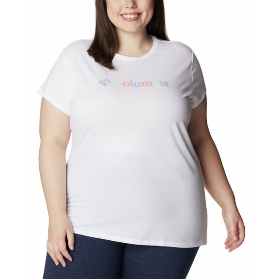 Columbia Women's Trek Short Sleeve Graphic Tee, White/Kaleidoscope, 2X Plus