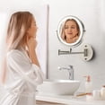 thumbnail image 5 of 8" Wall Mounted Lighted Makeup Mirror, Vanity Mirror with Lights, Double Sided 1X/10X Magnifying Mirror,3 Color Lights Dimmable 360° Rotation Shaving Light up Mirror for Bathroom（Nickel）, 5 of 9