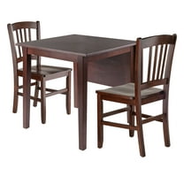 Perrone 3-Pc Drop Leaf Table with Slat Back Chairs; Walnut