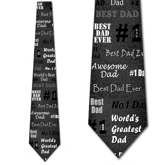 World's Greatest Dad - Charcoal Gray Necktie Mens Tie by Three Rooker
