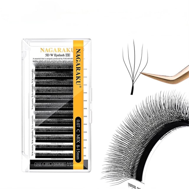 Extensión de pestañas NAGARAKU 5D en forma de W, versión 2.0, 0.07 mm C 8 mm