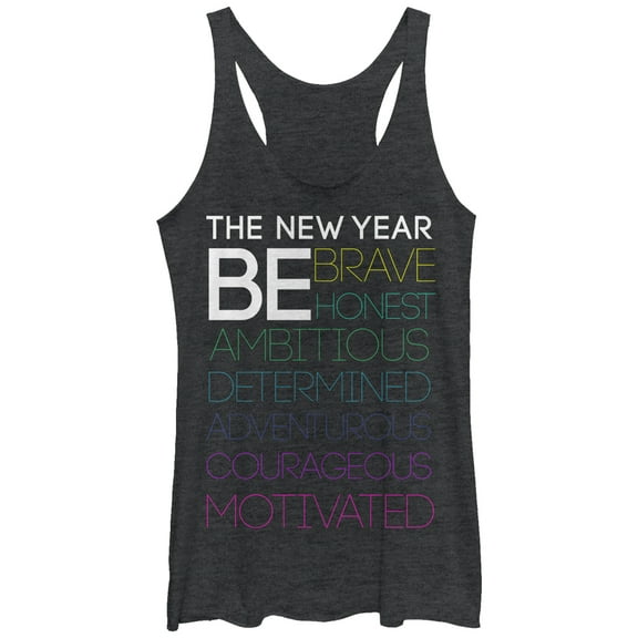 Women's CHIN UP New Year Be Motivated  Racerback Tank Top Black Heather Medium