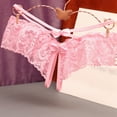 thumbnail image 2 of COMVALUE Lace Thongs for Women Strap Cheeky Underwear Floral Lace Panties Hollow Out G-String (Pink, One Size), 2 of 3