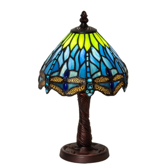 230981 Meyda 13" High Tiffany Hanginghead Dragonfly Table Lamp