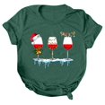 thumbnail image 1 of Gibobby Camisa navideña mujer Navidad Copa de de nieve Muñeco de nieve Estampado O Cuello Camiseta Blusa Manga corta(Verde,CH), 1 of 4