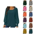 thumbnail image 1 of Fall Shirts for Women 2025 Solid Color Ribbed Knit Square Neck Sweater Tops Blouse Long Sleeve Shirts for Women, 1 of 6