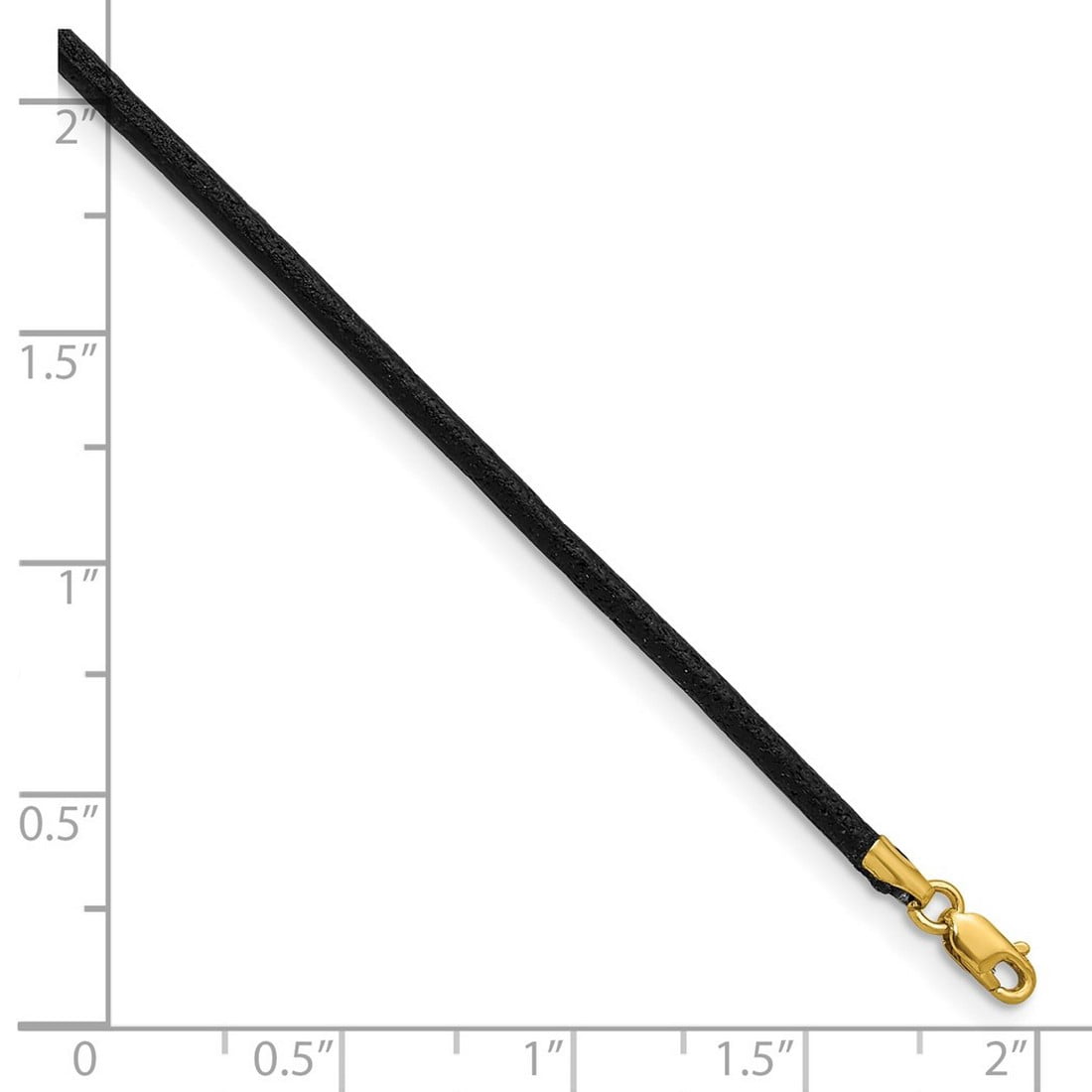 14k Yellow Gold 2mm Black Leather Cord Necklace 18 Inch Lobster Claw Pendant Necklace for Women