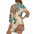 thumbnail image 2 of Xoenoiee Boho Mandala Hummingbird Print Women Swimsuit Cover Up Shirt 2026 Button Down Beach Bathing Suit Side Split Swimwear Bikini Dress with Chest Pocket, Size L, 2 of 7