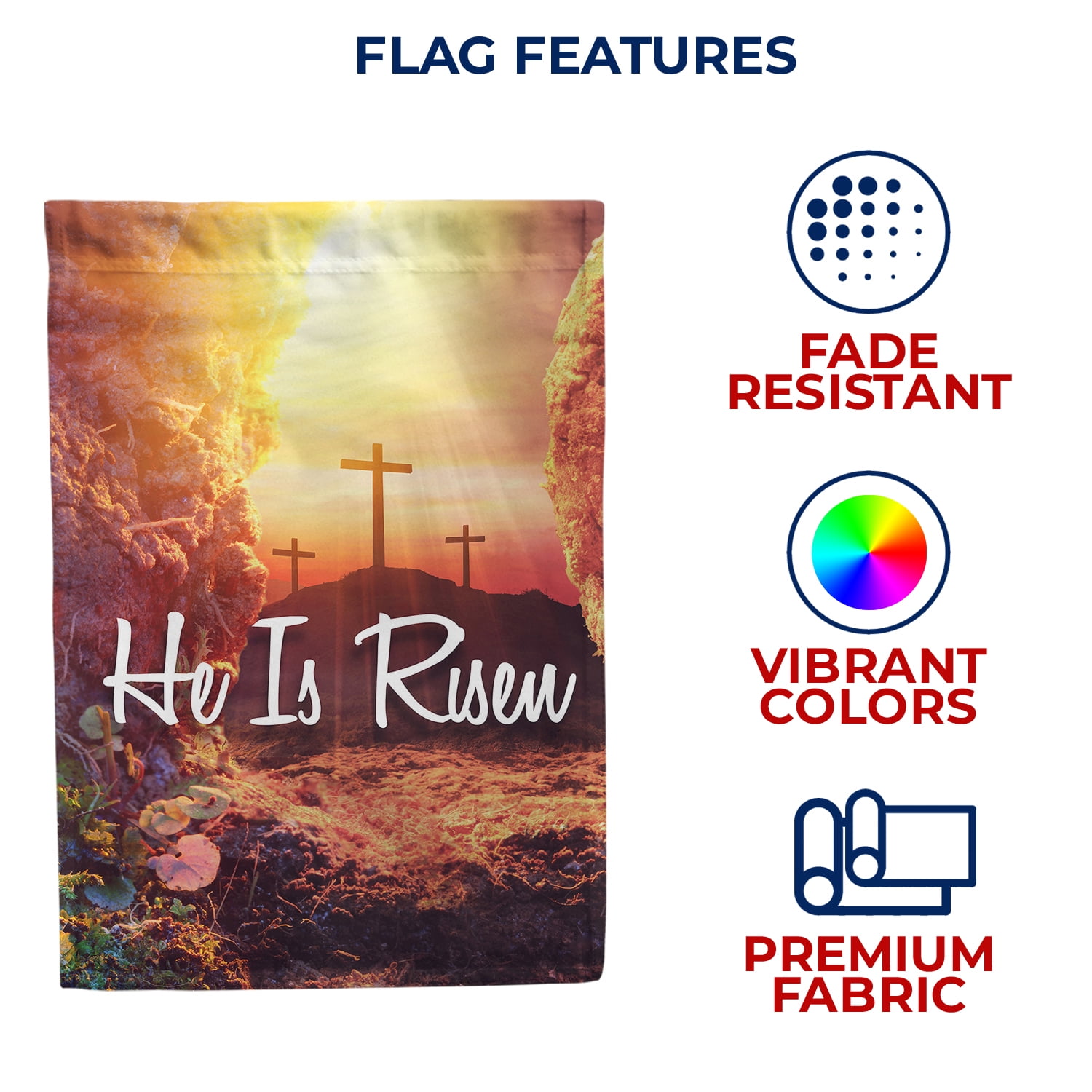 America Forever Easter Cross House Flag 28 x 40 inch Double Sided He is Risen Celebration Religious Cross Small Spring Holiday Seasonal Easter Day Flags for Outdoor Yard Lawn Decoration