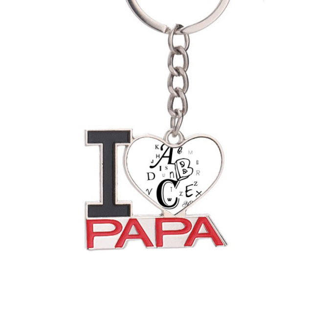 Letras ABC Imagen El soporte del llavero de metal del llavero ama a papá