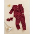 thumbnail image 2 of "Listenwind 3PCS Newborn Baby Girls Outfits, Long Sleeve Ruffle Ribbed Romper Tops + Floral Pants + Headband Clothes Set", 2 of 7