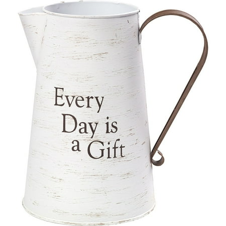 Rustic Gifts For The Home Precious Moments Every Day Is A Gift Rustic Farmhouse Distressed Metal Decorative Container And Vase 173430 ()