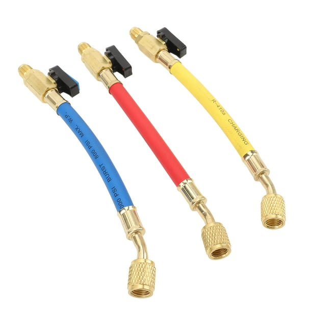 Juego De Mangueras De Carga De Refrigeración, Kit De Manguera De Manómetro De Colector HVAC De Conexión Rápida Entrada De 1/2 Pulgada Codificado Por Colores Resistente A La