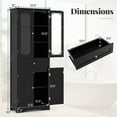 thumbnail image 3 of Costway 63" Tall Bathroom Cabinet with Tempered Glass Doors Adjustable Shelves Large Drawer Black, 3 of 10