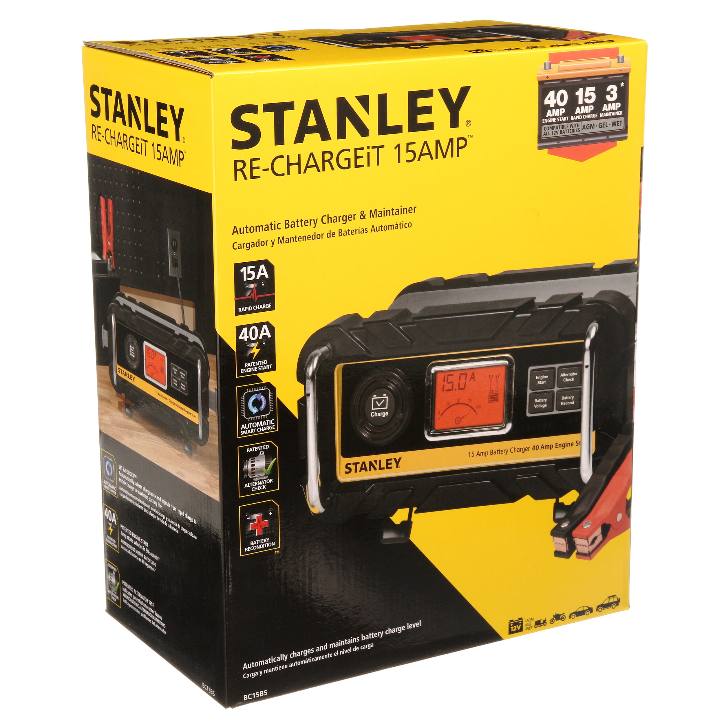 STANLEY 15 Amp Battery Charger with 40 Amp Engine Start (BC15BS) 