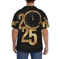 thumbnail image 3 of Lsque 2025 Happy New Year print Men's Cuban Collar Short Sleeve Shirt Summer Beachwear Casual Button Down Fashionable Vacation Leisure Shirt-X-Large, 3 of 7