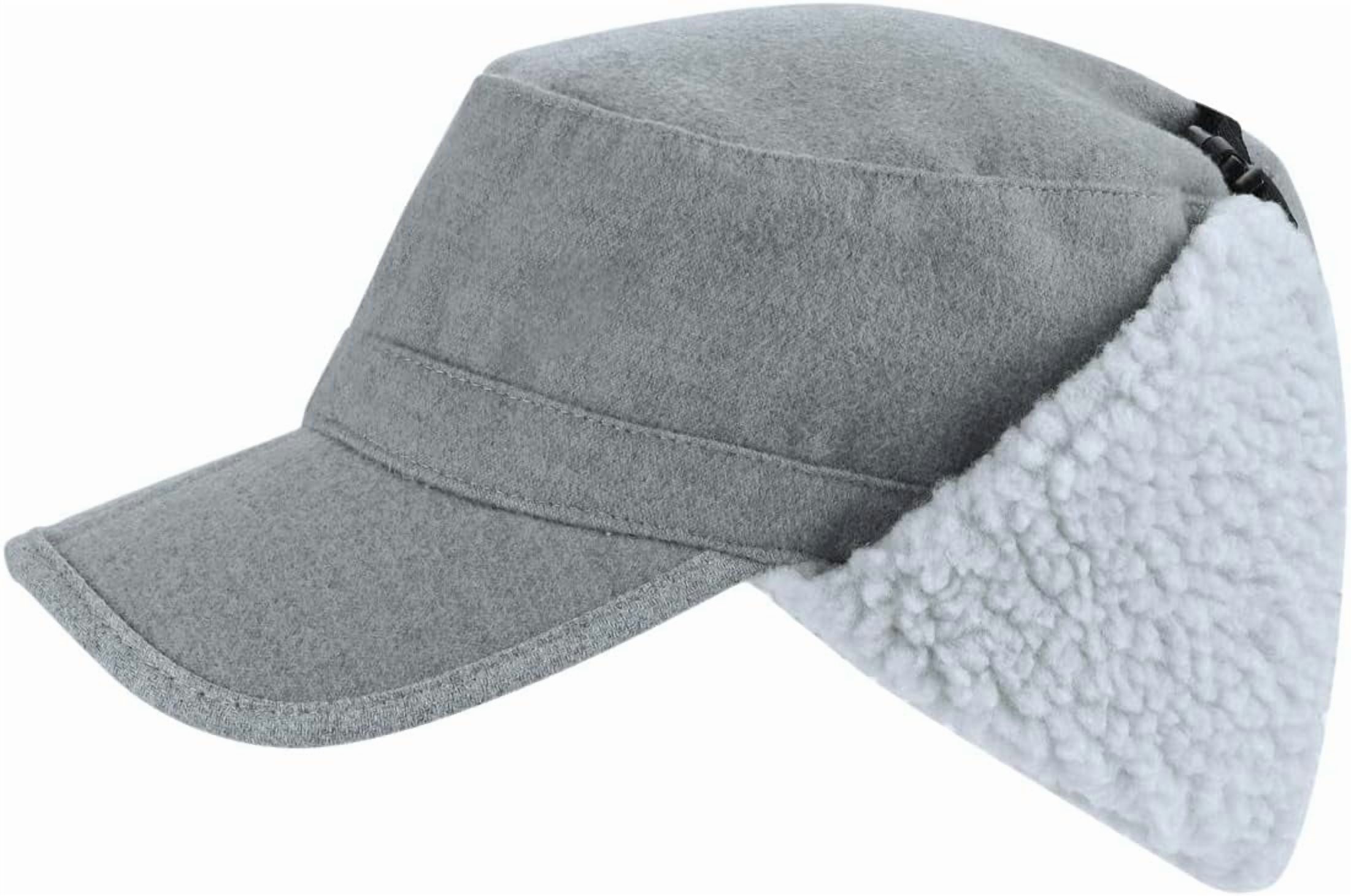 CoCoMangos Mens Warm Sherpa Fleece Trapper Hat Earflaps Winter Hat with Visor Military Cap Army Cadet Cap Hunting Ski Hat