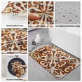 thumbnail image 6 of Burnt Orange Retro Bath Mat 3 Piece Bathroom Rug Set, Ethnic Flowers Impressionist Art Non Slip Bath Rug Contour Mat and Toilet Lid Cover, Absorbent Shower Mats Soft Bath Rugs and Mats Sets, 6 of 8