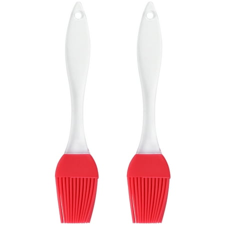 

2pcs Heatproof Silicone Brush with Transparent Handle Oil Sauce Cream Brush for Barbecue BBQ Meat Cakes Pastries (Red)