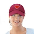 thumbnail image 5 of DALIX Big Heart Womens Hat Embroidered Baseball Cap in Maroon, 5 of 6
