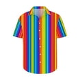 thumbnail image 4 of ZCFZJW Mens Summer Short Sleeve Button Down T-Shirts Casual Colorful Striped Print Hawaiian Tees Tops Loose Fit Collared Beach Shirts Multicolor#09 XXXL, 4 of 5