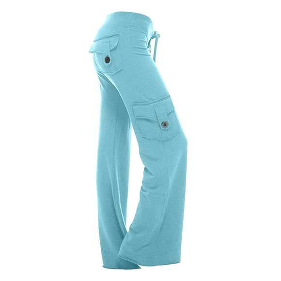 AherBiu Plus Size Cargo Pants Women High Waist Stretchy Baggy Hiking Pants Wide Leg Loose Outdoor Trousers
