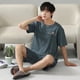 thumbnail image 1 of Ropa informal de verano para el hogar de algodón de manga corta para hombre que se puede usar al aire libre, pijamas juveniles de talla grande para hombre, 1 of 6