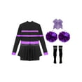 thumbnail image 4 of dPois Girls Cheerleading Costume Halloween Fancy Dress Cheer Leader Cosplay Uniform Rave Party Dance Dress Purple A 14, 4 of 7