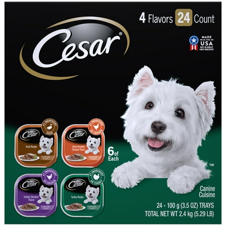 CESAR Wet Dog Food Poultry Variety Pack, (24) 3.5 oz. Trays with Real Chicken, Turkey or (Best Puppy Food Brand Reviews)