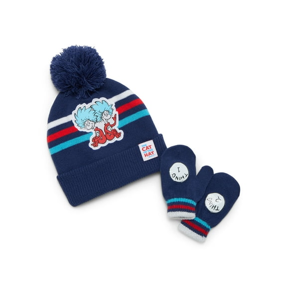 Dr. Suess Thing 1 and Thing 2 Toddler Beanie and Gloves Set, 3-Piece