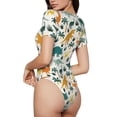 thumbnail image 3 of Balery Women'Sdinosaurs And Tropical Leaves Crew Neck Round Neck Short Sleeves Slim Fit Casual Basic Extender Bodysuit Daily Jumpsuit T Shirts-Medium, 3 of 9