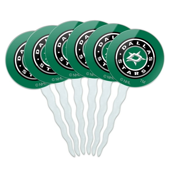 NHL Dallas Stars Logo Cupcake Picks Toppers Decoration Set of 6