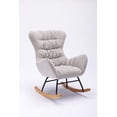 thumbnail image 6 of Simple Velvet Fabric Rocking Chair, Upholstered Chair with Wooden Frame, Black Paint Metal Base, Wooden Rocking Legs, Arm Rocking Chair for Living Room, Bedroom, Office, Gray, 6 of 8