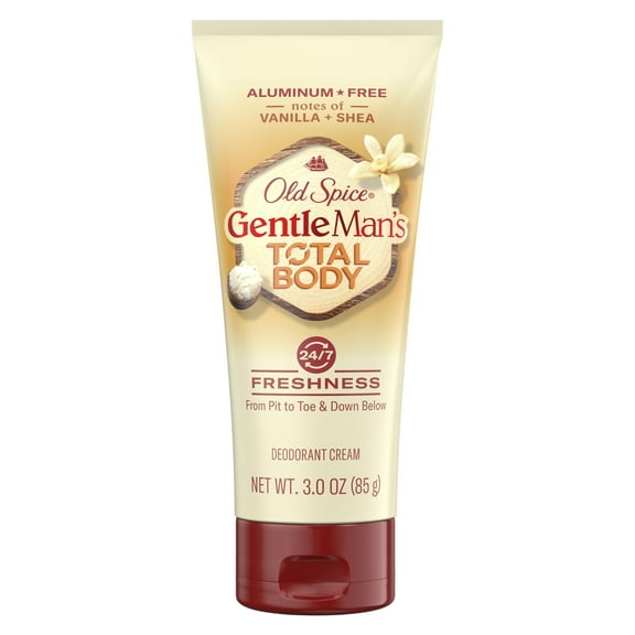 Old Spice GentleMan's Blend Total Body Deodorant, Vanilla   Shea, Aluminum Free Deodorant Cream, 3 oz