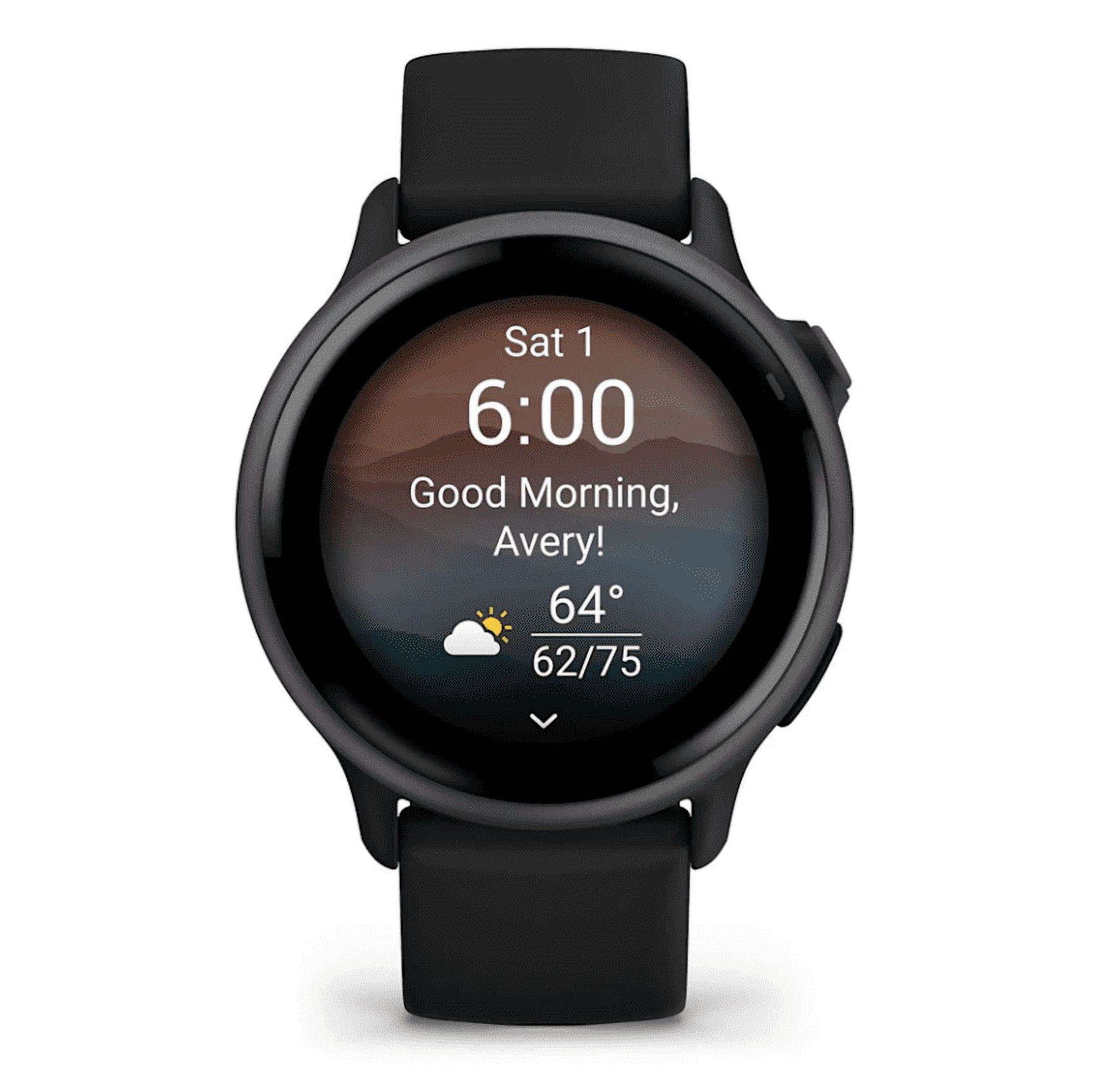 Garmin Vivoactive 6 - Health & Wellness GPS Smartwatch, 1.2 in Bright AMOLED Display, Slate with Black Band w/ Wearable4U White EarBuds Bundle