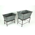 thumbnail image 2 of Zeckos Zinc Finish Metal Tub Planters On Stands Western Decor Set of 2, 2 of 4