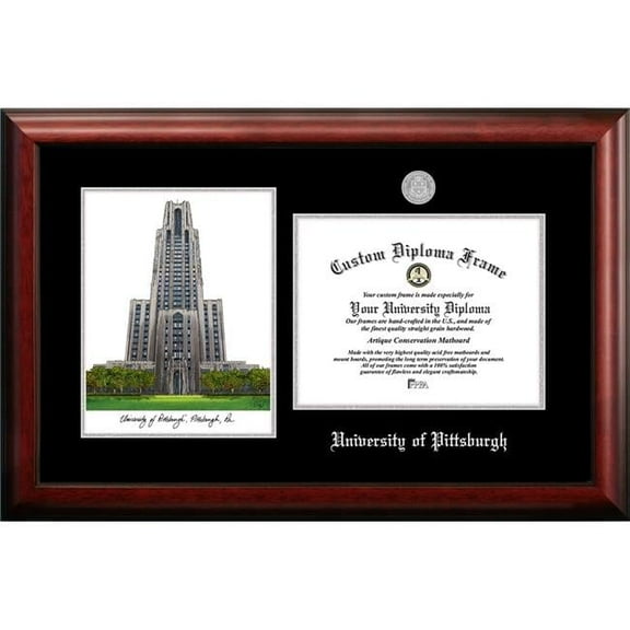 Campus Images PA993LSED-1185 11 x 8.5 in. University of Pittsburgh Silver Embossed Diploma Frame with Lithograph