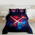 thumbnail image 2 of jejeloiu Gradient Light Bedding Comforter Set,Abstract Lightning Twin Comforter Sets,Red Black Blue Bedding Set For Boys Kids,Microfiber Bedroom Decor Reversible,2-Piece, 2 of 8