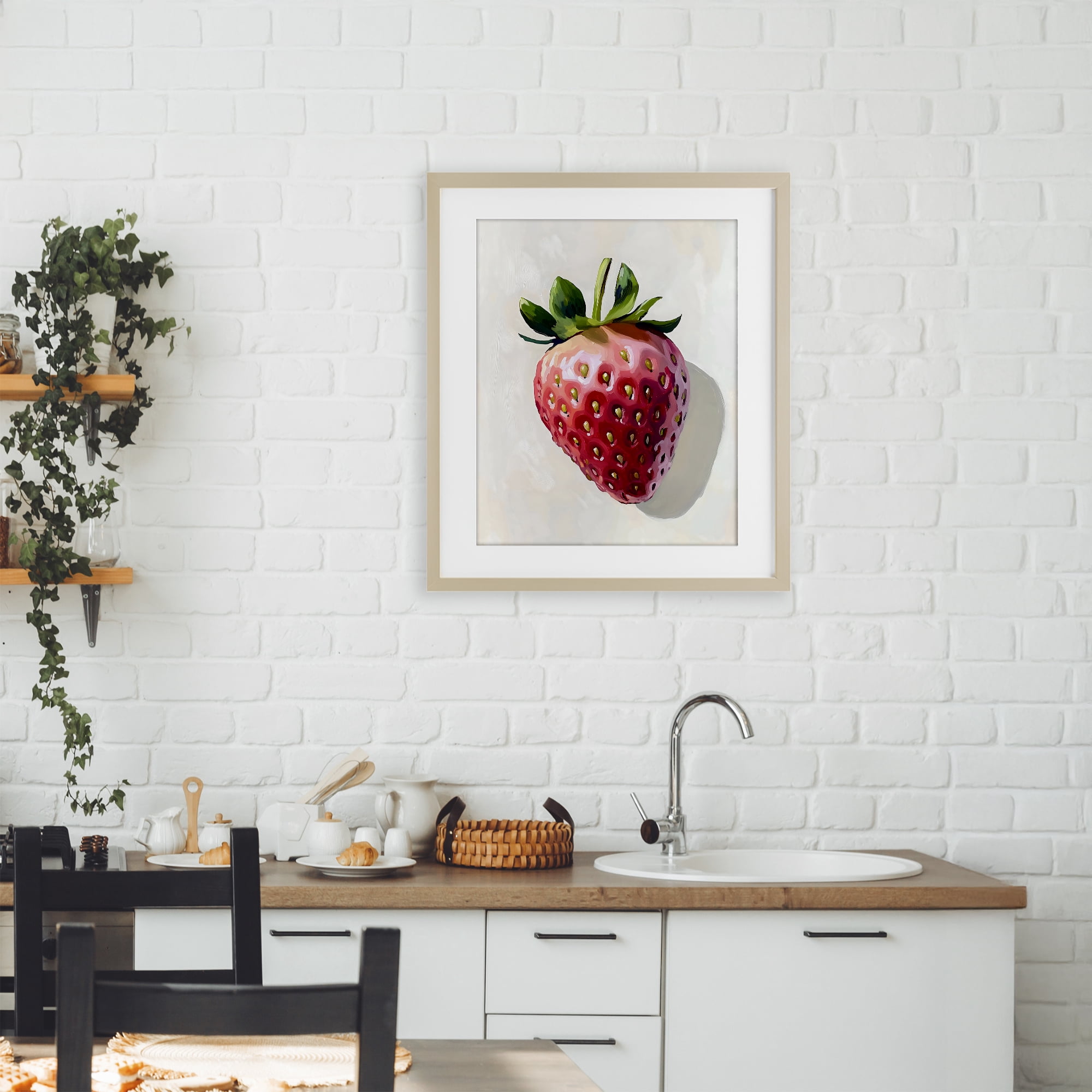 Stupell Industries Juicy Shine Strawberry Birch Framed Print Under Glass, design by The Prints Vibe