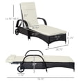 thumbnail image 2 of Chaise Longue en Rotin PE Blanc Café Foncé et Crème avec Dossier Réglable / Chaise Longue de Patio Extérieure avec Coussin et Roues - Parfaite pour Jardins et Piscines, 2 of 7