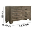thumbnail image 3 of 6 Drawer Wooden Dresser with Metal Pulls and Tapered Legs Brown, 3 of 6