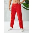thumbnail image 5 of Sunisery Men Casual Straight Leg Jogger Heavy Weight Fleece Cargo Pocket Sweatpants Red 2XL, 5 of 7