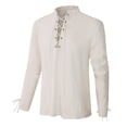 thumbnail image 1 of Camisa CARUHIF Renaissance Pirate Medieval Vikingo de lino para hombre, 1 of 6
