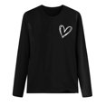 thumbnail image 4 of Besolor T-Shirts de la Saint-Valentin pour Femmes Imprimé Cœur Col Rond Manches Longues Tunique Décontractée Blouse Tee, 4 of 4