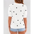 thumbnail image 6 of BTFBM Womens Sweaters Polka Dot Short Sleeve Sweater for Women Crew Neck Knit Summer Tops Business Dressy Casual Blouses, 6 of 9