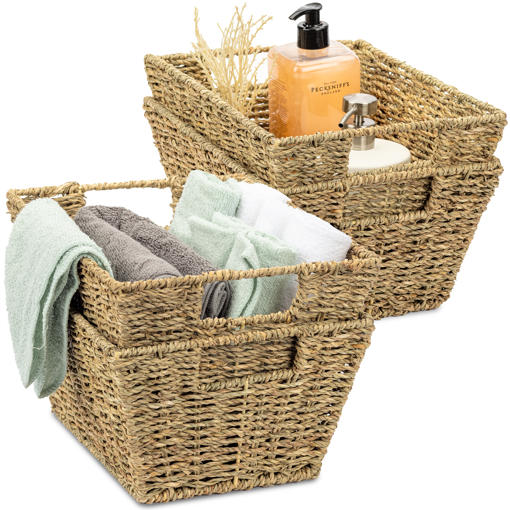 Sorbus Seagrass Baskets Decorative Shelf Organizer Bins